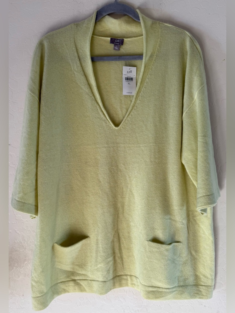 J.Jill, XL, 100% Cashmere V-Neck Drop Shoulder Tunic Sweater